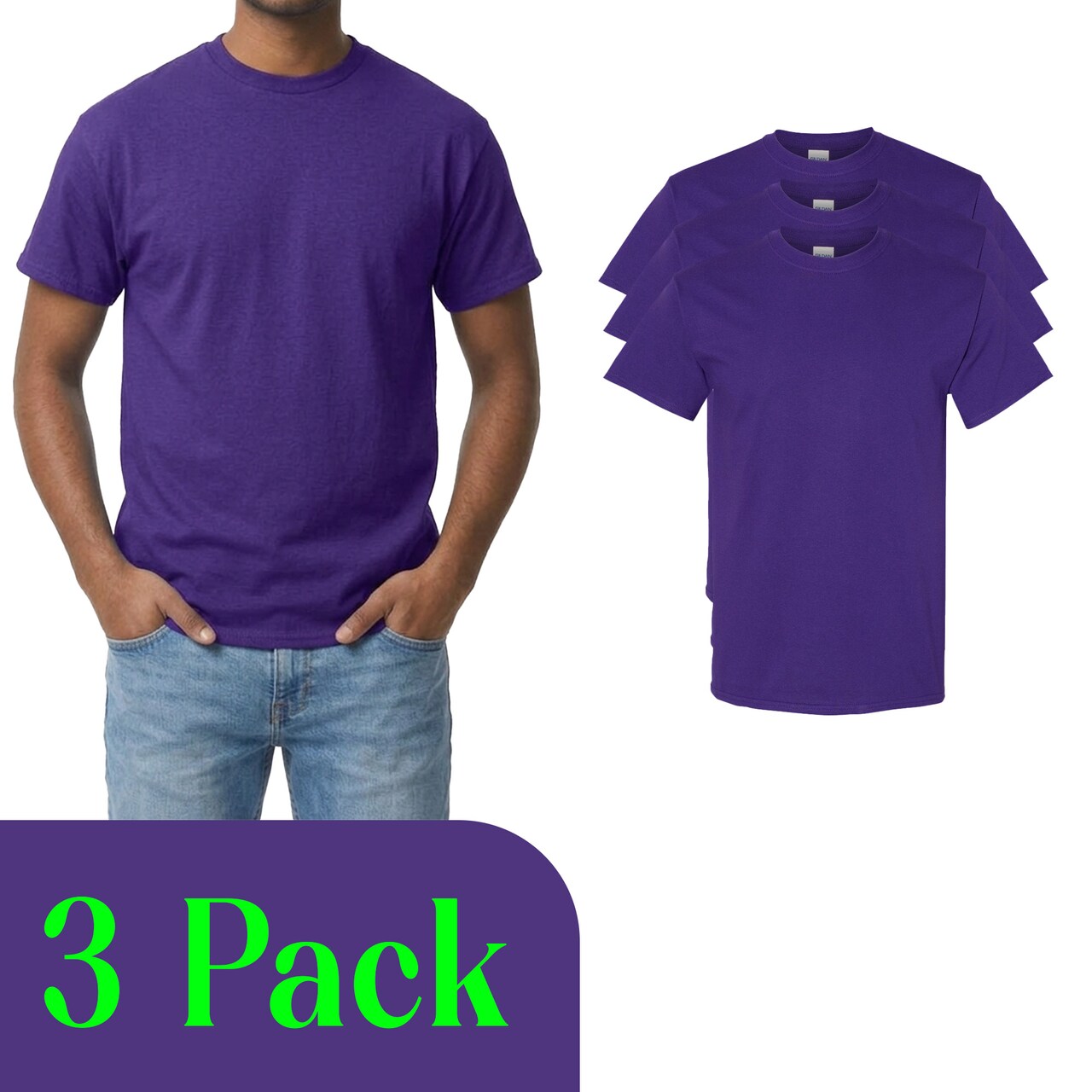 Gildan Purple Craft-Ready Heavy Cotton T-Shirt Bundle, DIY Project Blank Adult's Shirt
